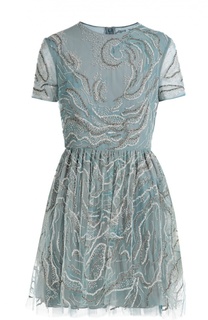 Приталенное мини-платье с круглым вырезом и вышивкой Valentino
