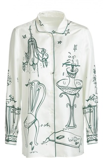 Шелковая блуза в пижамном стиле с контрастным принтом Dolce &amp; Gabbana