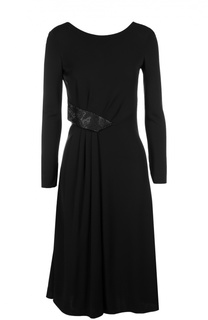 Приталенное платье с открытой спиной и длинным рукавом Armani Collezioni
