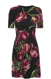 Мини-платье с коротким рукавом и цветочным принтом Dolce &amp; Gabbana