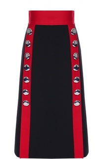 Юбка-миди с широким поясом и контрастной отделкой Dolce &amp; Gabbana