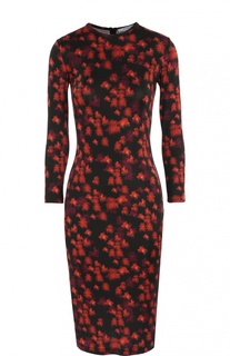 Платье-футляр с длинным рукавом и цветочным принтом Givenchy
