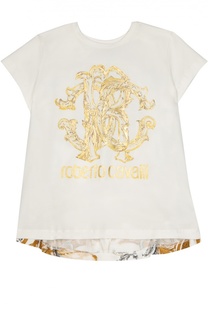 Хлопковая футболка с контрастным принтом Roberto Cavalli