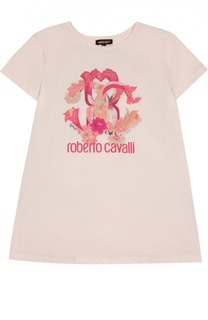 Хлопковая футболка с контрастным принтом Roberto Cavalli