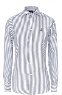 Хлопковая блуза прямого кроя в полоску Polo Ralph Lauren