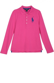 Поло с длинным рукавом и вышитым логотипом бренда Polo Ralph Lauren