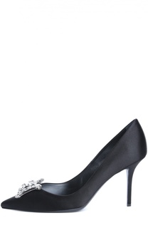 Сатиновые туфли King Pumps с брошью Roger Vivier