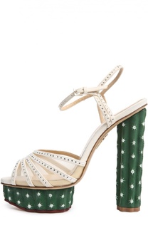 Замшевые босоножки Cactus с кристаллами Charlotte Olympia