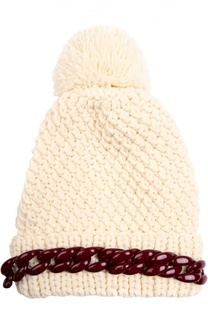 Шерстяная шапка с декоративной цепью и помпоном 7II