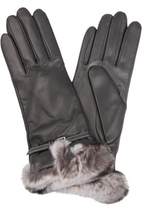 Кожаные перчатки с отделкой из меха кролика Sermoneta Gloves