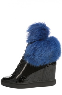 Кеды на танкетке с меховой отделкой Giuseppe Zanotti Design