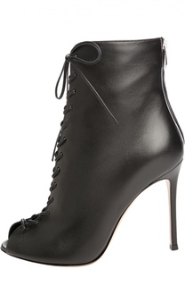 Кожаные ботильоны Vamp на шнуровке Gianvito Rossi
