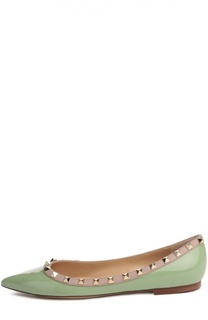 Лаковые балетки Rockstud с зауженным мысом Valentino