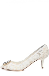 ККружевные туфли Rainbow Lace с брошью Dolce &amp; Gabbana