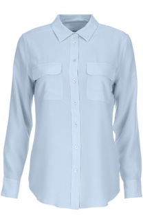 Шелковая блуза прямого кроя с накладными карманами Equipment