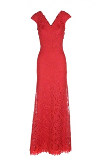 Кружевное платье в пол с V-образным вырезом Tadashi Shoji