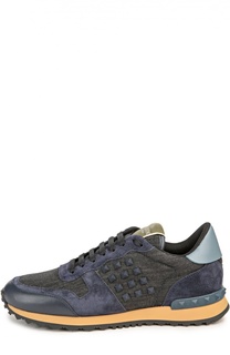 Комбинированные кроссовки Rockrunner с декором Valentino