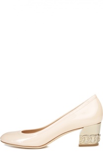 Лаковые туфли на устойчивом каблуке Casadei