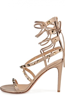 Кожаные босоножки Rockstud на шнуровке Valentino