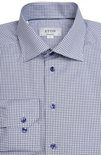 Полуприталенная сорочка в клетку Eton