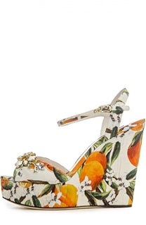 Парчевые босоножки Bianca на танкетке Dolce &amp; Gabbana