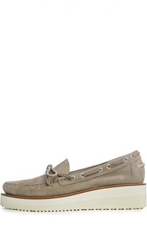 Замшевые лоферы на танкетке Santoni