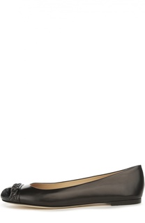 Кожаные балетки с лаковым мысом Casadei