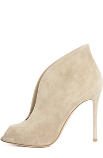 Замшевые ботильоны Vamp с открытым мысом Gianvito Rossi