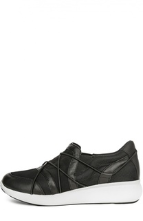 Комбинированные кроссовки с декором DKNY