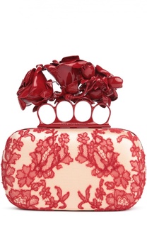 Клатч Knuckle Box Clutch с кружевом и розами Alexander McQueen