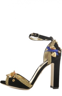 Бархатные босоножки Keira с декором Dolce &amp; Gabbana