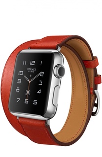 Apple Watch 38mm Stainless Steel Case Hermes Double Tour Leather Band Apple