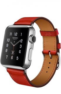 Apple Watch 38mm Stainless Steel Case Hermes Single Tour Leather Band Apple