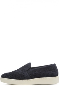 Замшевые слипоны с плетением Santoni