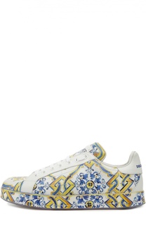 Кожаные кроссовки Lilla с принтом Dolce &amp; Gabbana