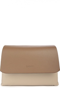 Кожаная сумка с клапаном и съемным ремнем DKNY