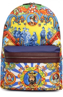 Рюкзак с принтом и внешним карманом Dolce &amp; Gabbana