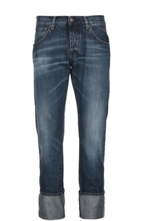 Прямые джинсы с потертостями и отворотами 2 Men Jeans