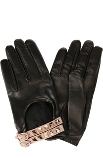 Кожаные перчатки с металлическими шипами Valentino