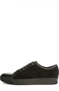 Замшевые кеды с кожаным мысом Lanvin