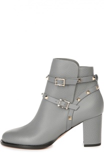 Кожаные ботильоны Rockstud с ремешками Valentino