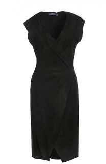 Замшевое приталенное платье с V-образным вырезом Polo Ralph Lauren