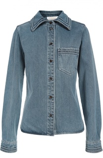 Джинсовая блуза прямого кроя с накладным карманом Chloé