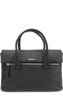 Кожаная сумка-тоут с карманом на молнии DKNY