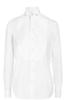 Приталенная хлопковая блуза с манишкой Ralph Lauren