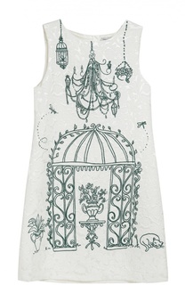 Платье из вискозы и хлопка с принтом Dolce &amp; Gabbana