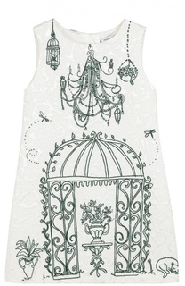 Платье из смеси вискозы и хлопка с принтом Dolce &amp; Gabbana