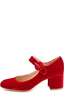 Бархатные туфли на устойчивом каблуке Gianvito Rossi