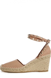 Кожаные эспадрильи Rockstud на танкетке Valentino