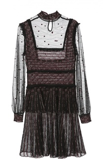 Мини-платье из прозрачного кружева с добавлением металлических нитей Alexander McQueen
